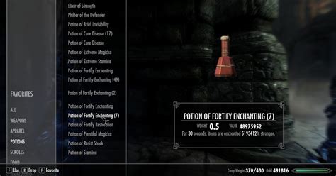 Crafted and non-crafted potions of fortify EnchantingSmithingBarter now last 300 seconds. . Fortify enchanting potion
